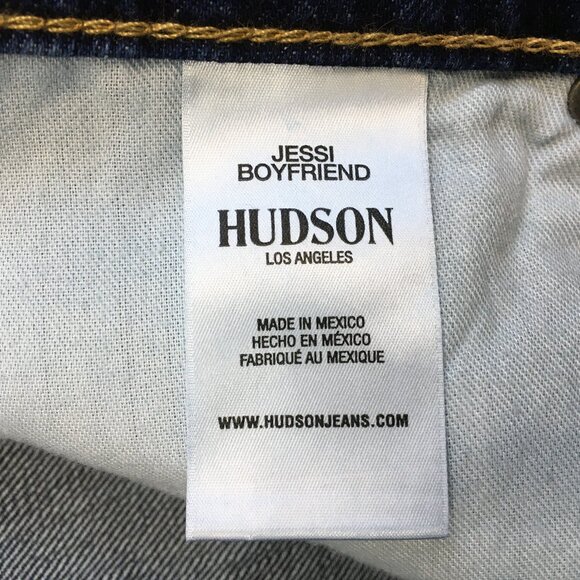 NWT HUDSON Med/Dark Wash JESSI Relaxed Cropped Boyfriend 5 Pocket Jeans - Picture 3 of 13